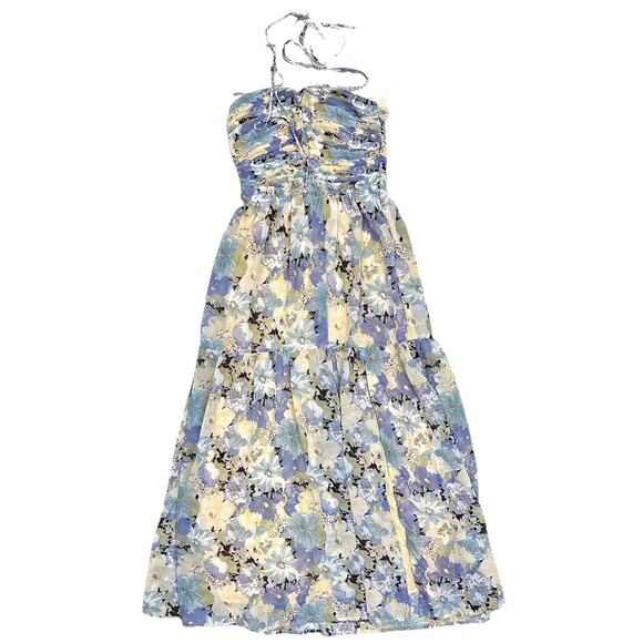 ASTR The Label Women's Rozina Blue Green Floral Cutout Lined Maxi Dress - Picture 6 of 7